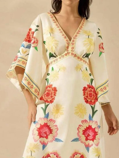 Palm Print V-Neck Midi Dress – photo 5