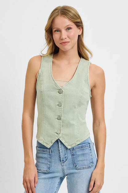 V Neck Button Down Vest — Livostyle