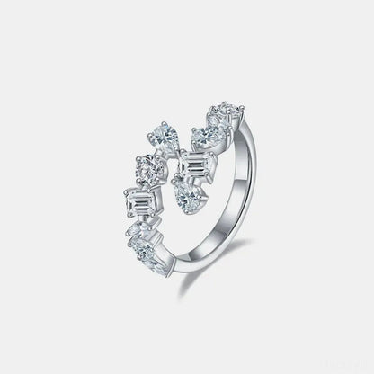 2.6 Carat Moissanite 925 Sterling Silver Bypass Ring — square view — Livostyle