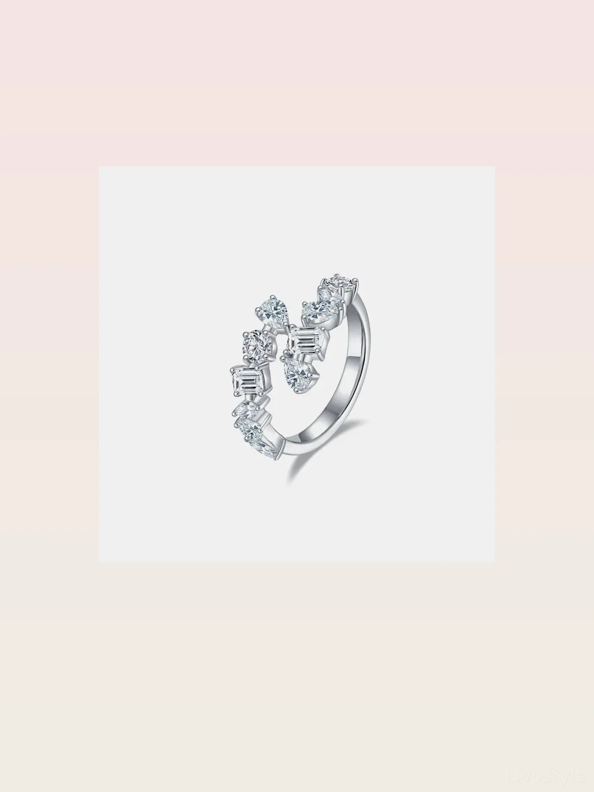 2.6 Carat Moissanite 925 Sterling Silver Bypass Ring — styled showcase — Livostyle
