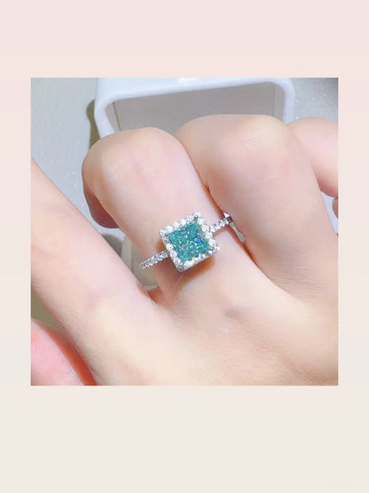 2 Carat 925 Sterling Silver Moissanite Square Shape Ring — styled showcase — Livostyle