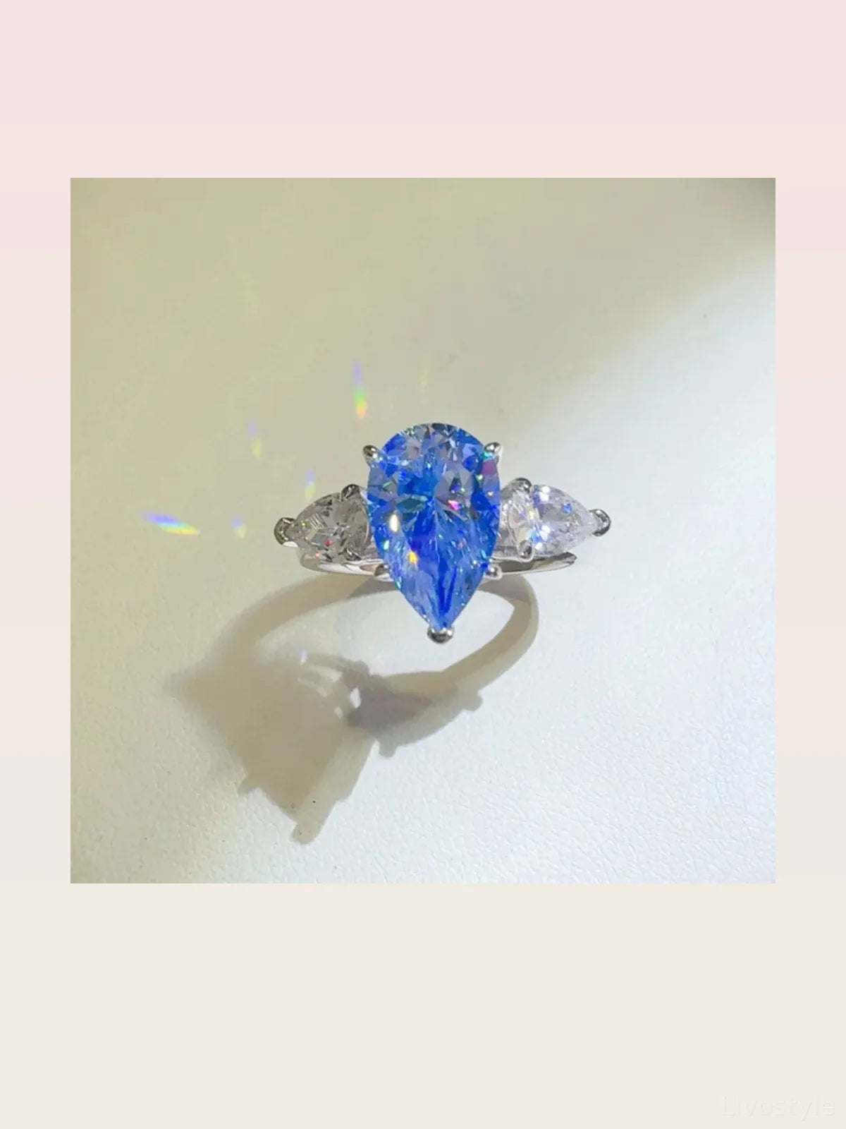 2 Carat 925 Sterling Silver Moissanite Teardrop Shape Ring — styled showcase — Livostyle