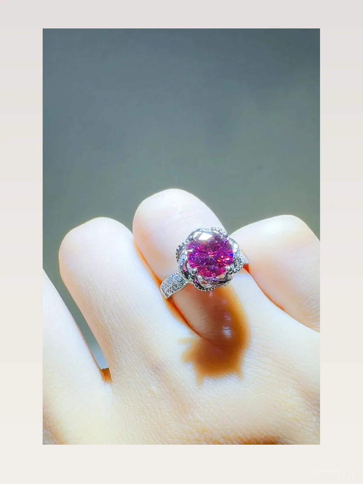 2 Carat Moissanite 925 Sterling Silver Flower Shaper Ring — styled showcase — Livostyle