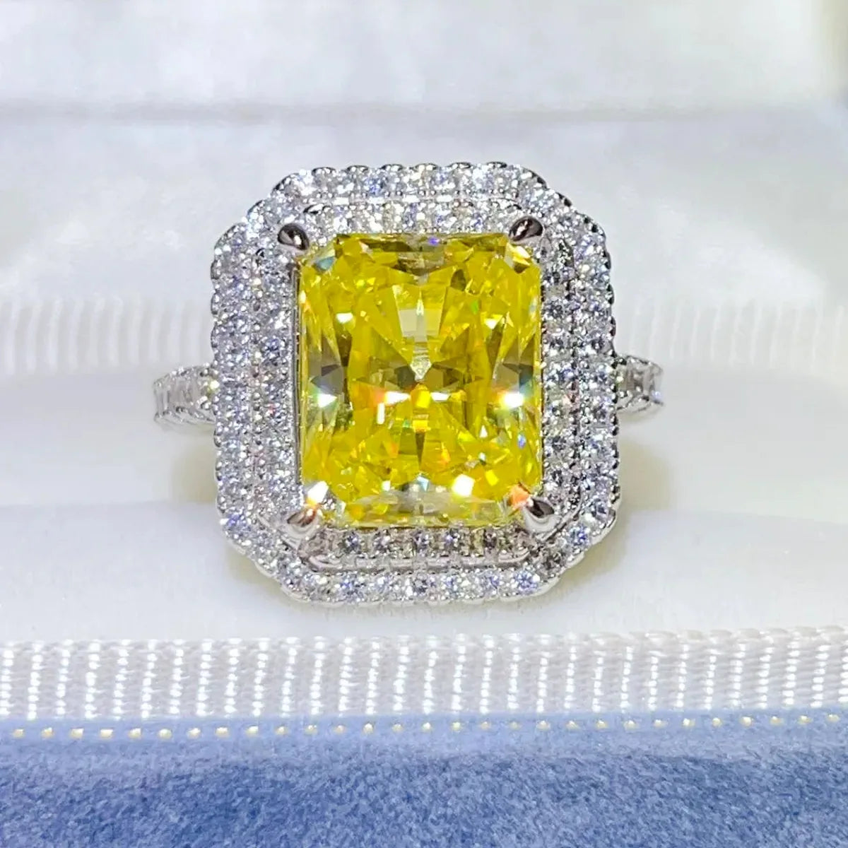 2 Carat Moissanite 925 Sterling Silver Ring — Rectangle-Cut  — square view — Livostyle