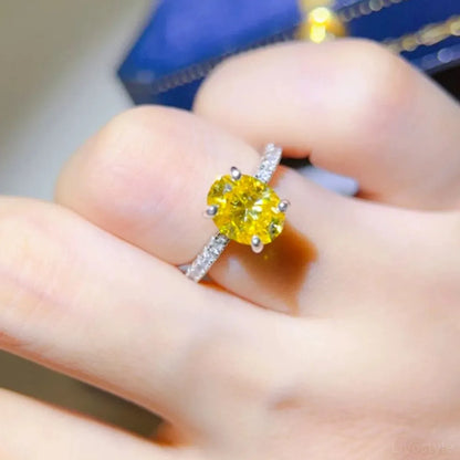 2 Carat Moissanite 925 Sterling Silver Ring — Oval-Cut Yello — square view — Livostyle