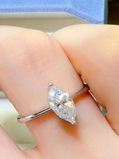 2 Carat Moissanite 925 Sterling Silver Ring — Marquise Minim — detail view — Livostyle