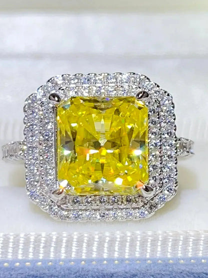 2 Carat Moissanite 925 Sterling Silver Ring — Rectangle-Cut  — detail view — Livostyle