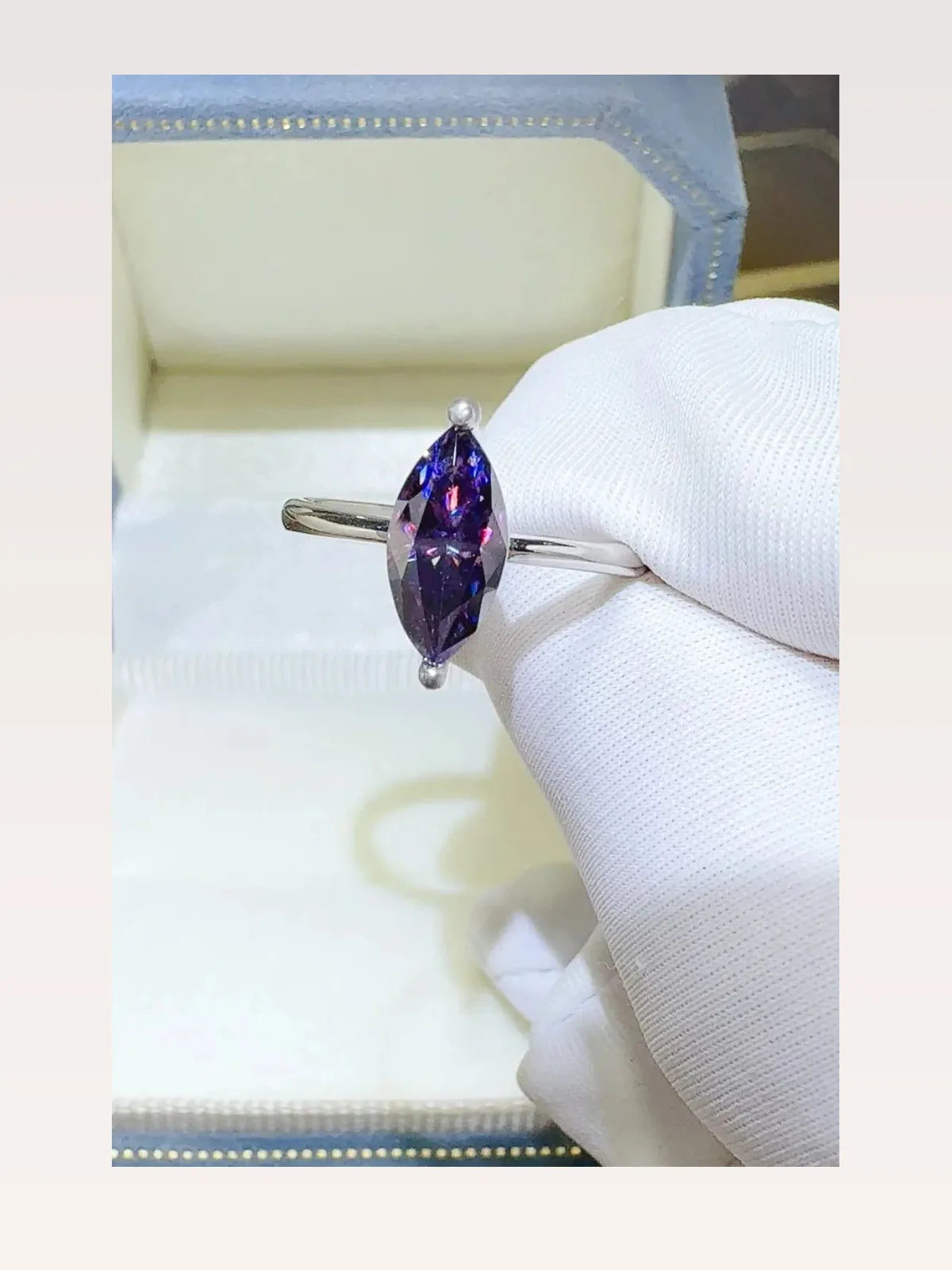 2 Carat Moissanite 925 Sterling Silver Ring — Marquise Purpl — styled showcase — Livostyle