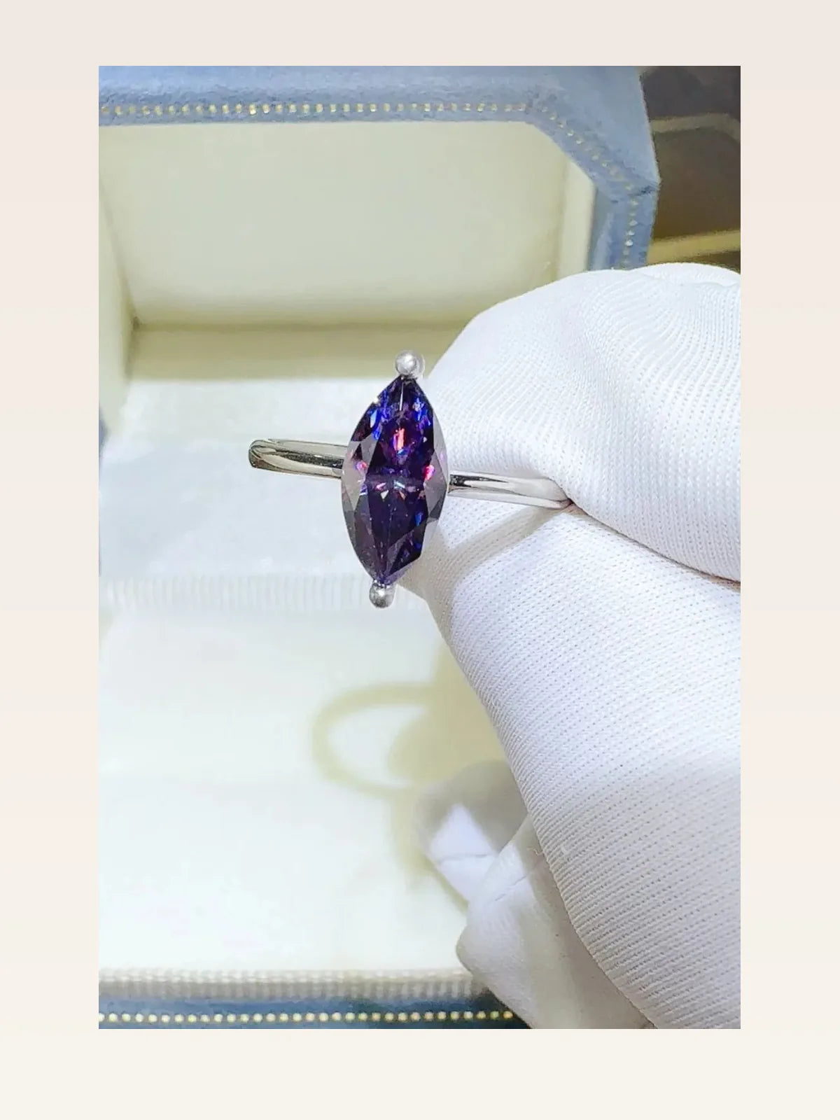 2 Carat Moissanite 925 Sterling Silver Ring — Marquise Purpl — styled showcase — Livostyle