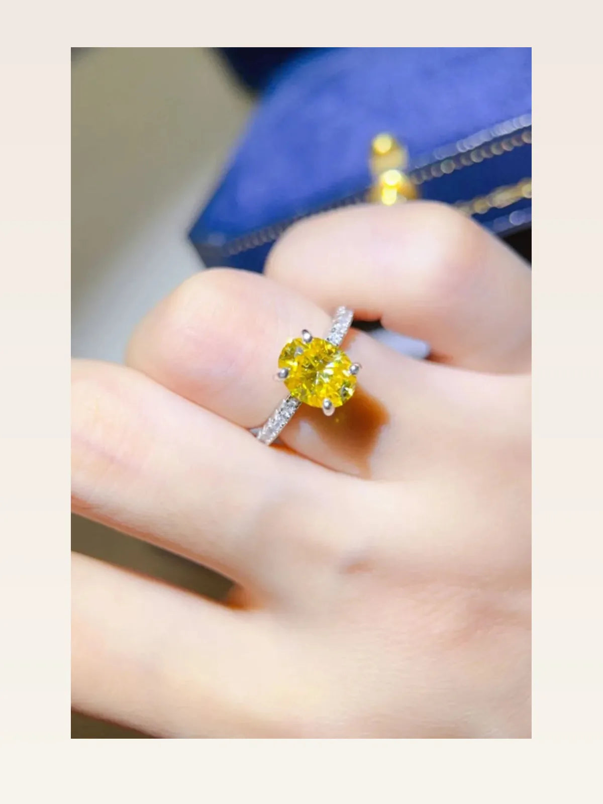 2 Carat Moissanite 925 Sterling Silver Ring — Oval-Cut Yello — styled showcase — Livostyle