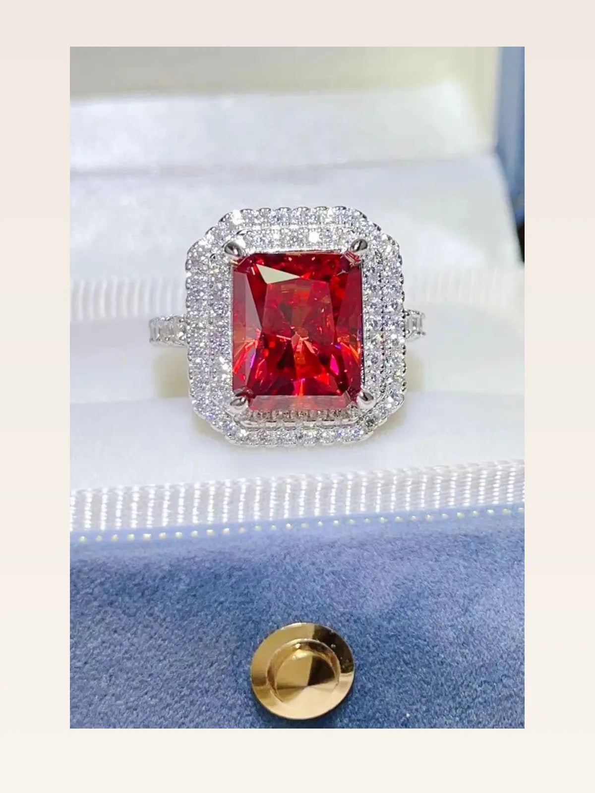 2 Carat Moissanite 925 Sterling Silver Ring — Red Cocktail H — styled showcase — Livostyle