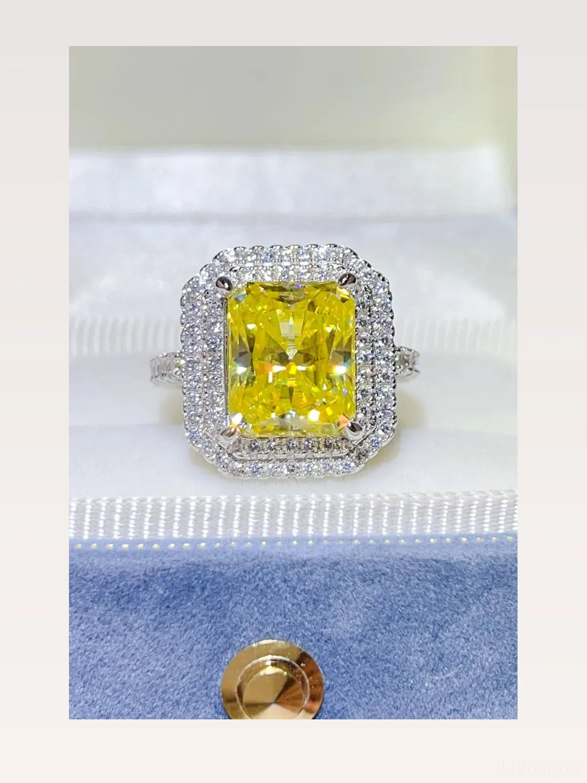 2 Carat Moissanite 925 Sterling Silver Ring — Rectangle-Cut  — styled showcase — Livostyle