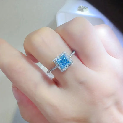 2 Carat Moissanite 925 Sterling Silver Square Shape Ring — square view — Livostyle