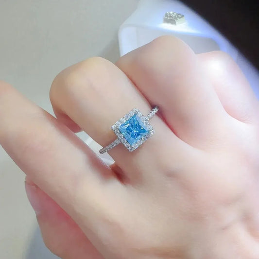 2 Carat Moissanite 925 Sterling Silver Square Shape Ring — square view — Livostyle