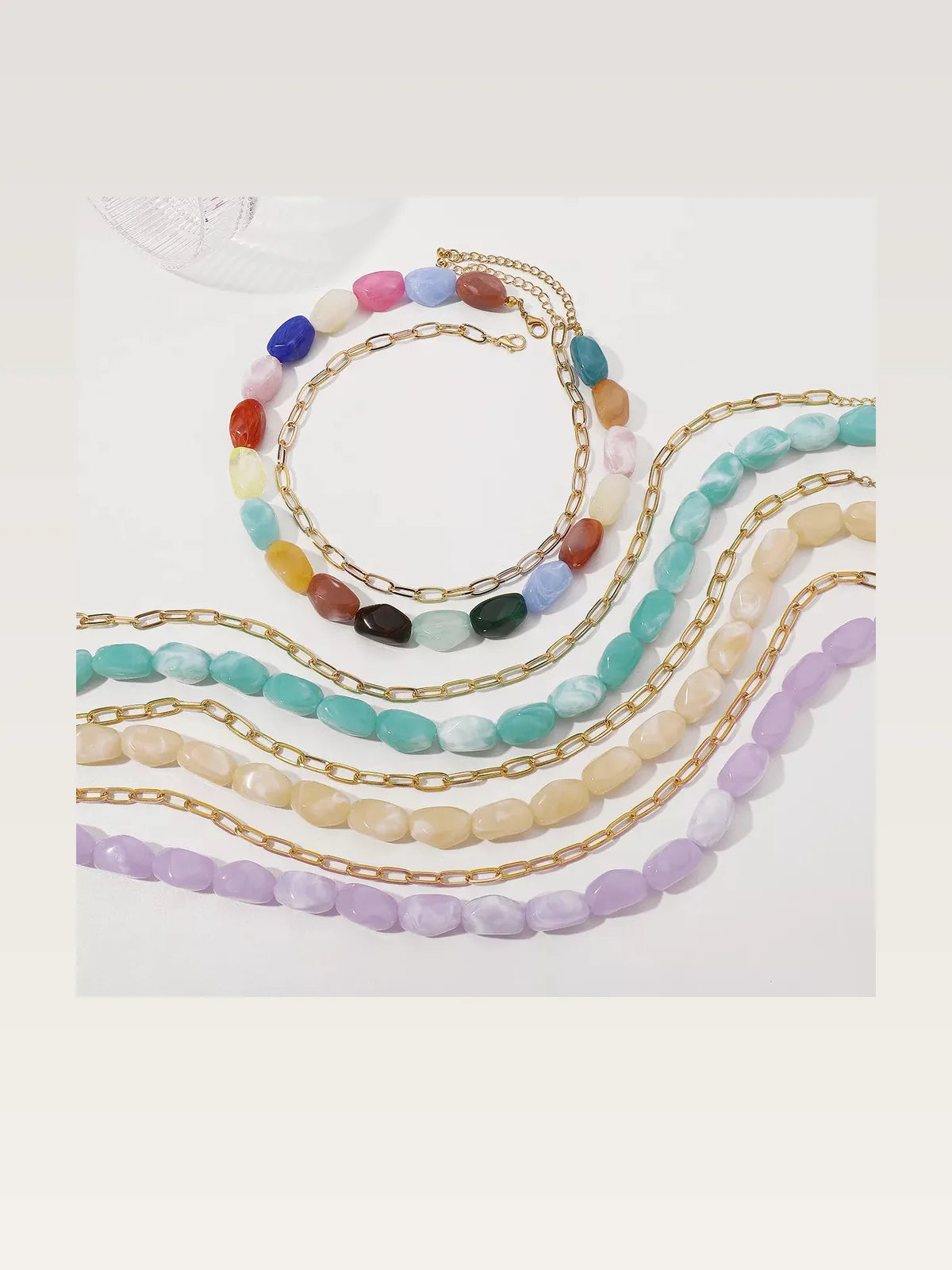 2 Piece Colorful Beaded Chain Necklace — styled showcase — Livostyle