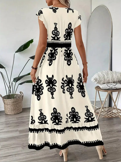 Ruffled Printed V-Neck Maxi Dress – photo 2