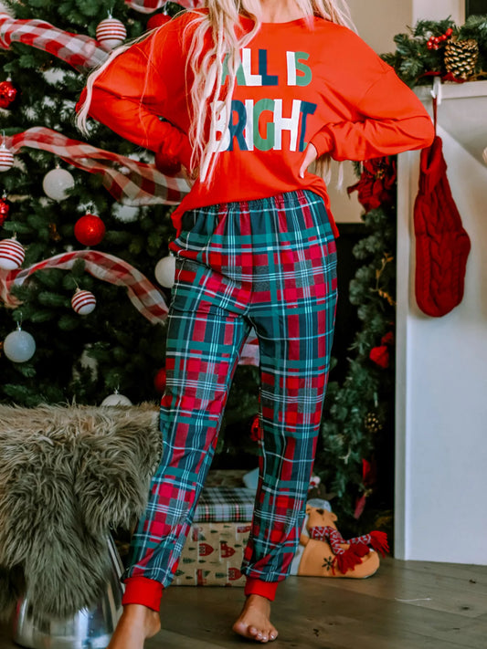 Graphic Christmas Plaid Pajamas Set — Livostyle