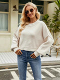 Round Neck Lantern Sleeve Sweater — Livostyle