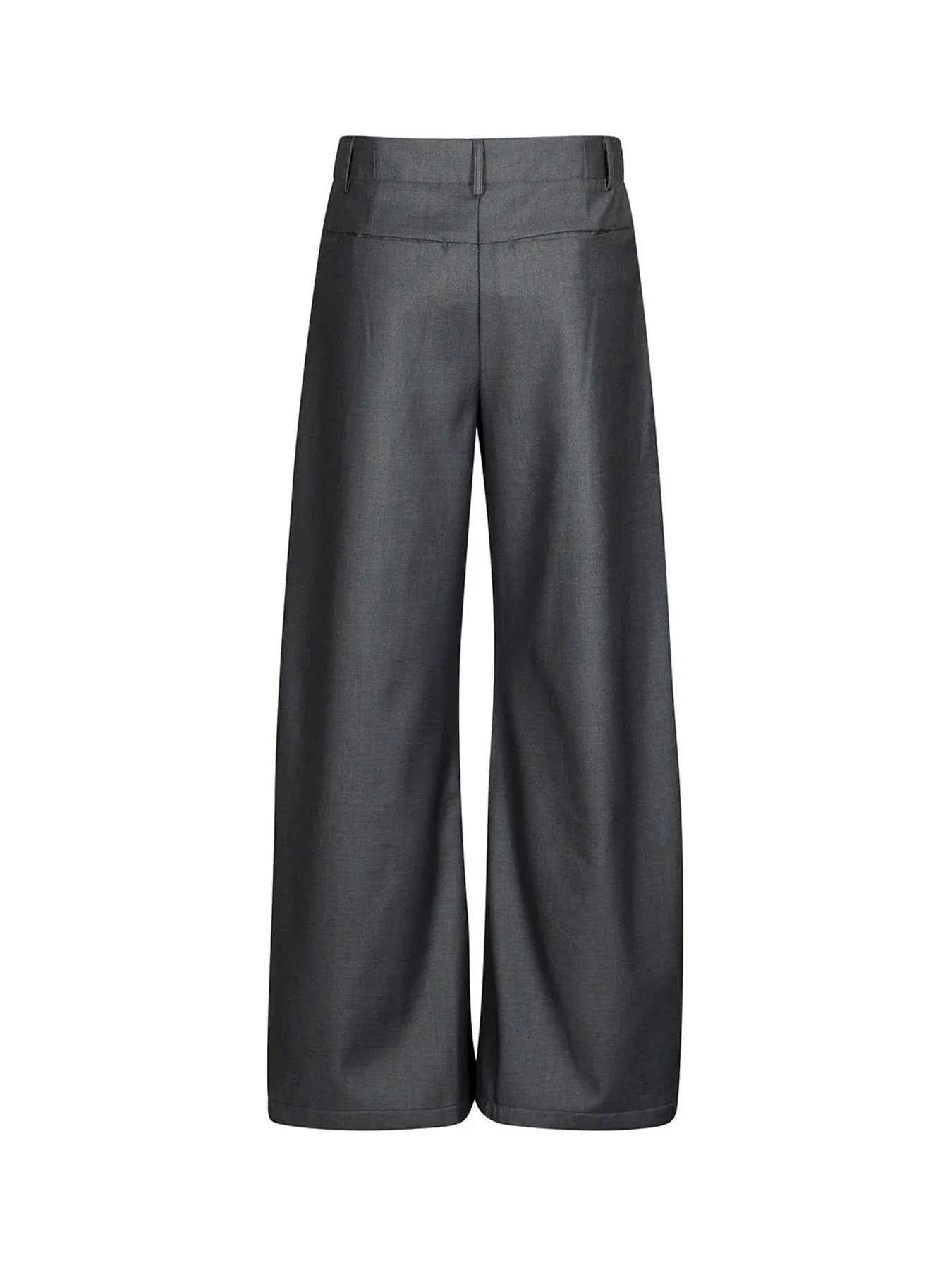 Men's High Waist Pleated Curved Pants