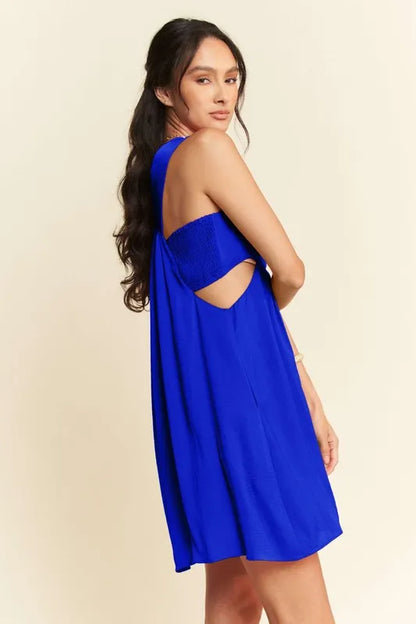 Cobalt Washed Satin Cutout Bandeau Mini Dress – photo 4