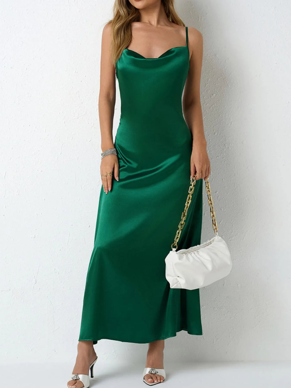 Satin Cowl Neck Cami Dress – photo 2