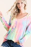 Vibrant Tie-Dye Terry Hoodie with Long Sleeves — Livostyle
