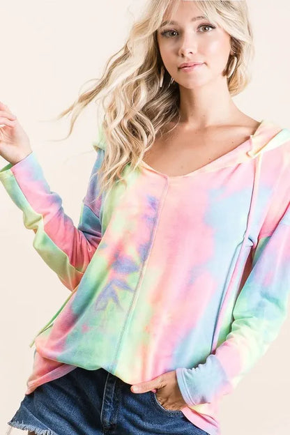 Vibrant Tie-Dye Terry Hoodie with Long Sleeves — Livostyle