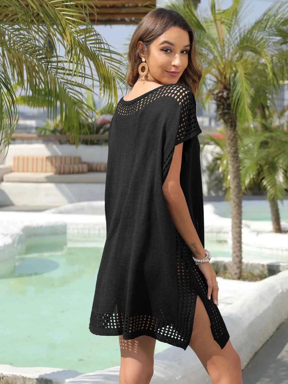 Crochet Trim Beach Cover Up Dress