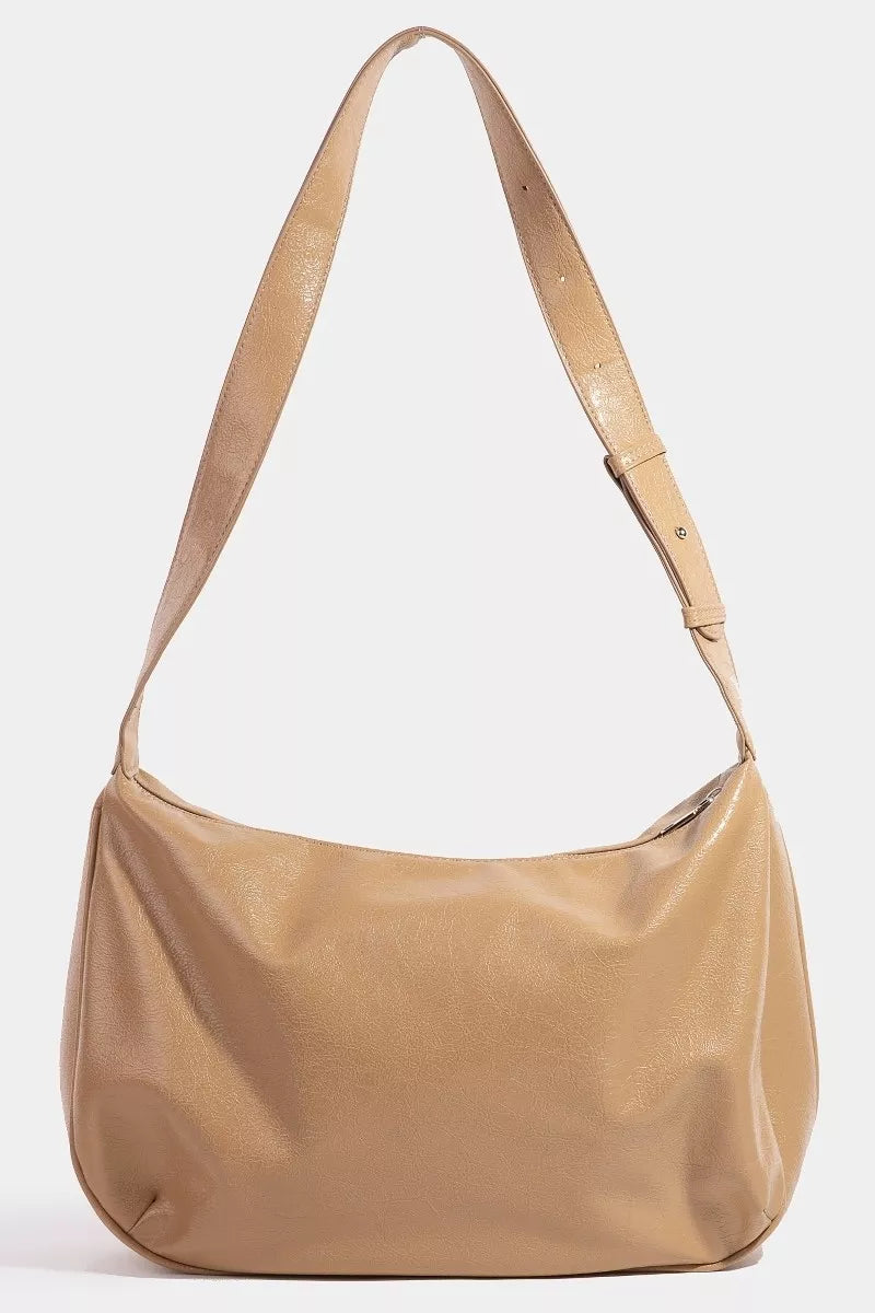 Faux Leather Hobo Crescent Shoulder Bag — Livostyle