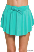 Ruffle Hem Tennis Skirt With Hidden Inner Pockets in TURQUOISE