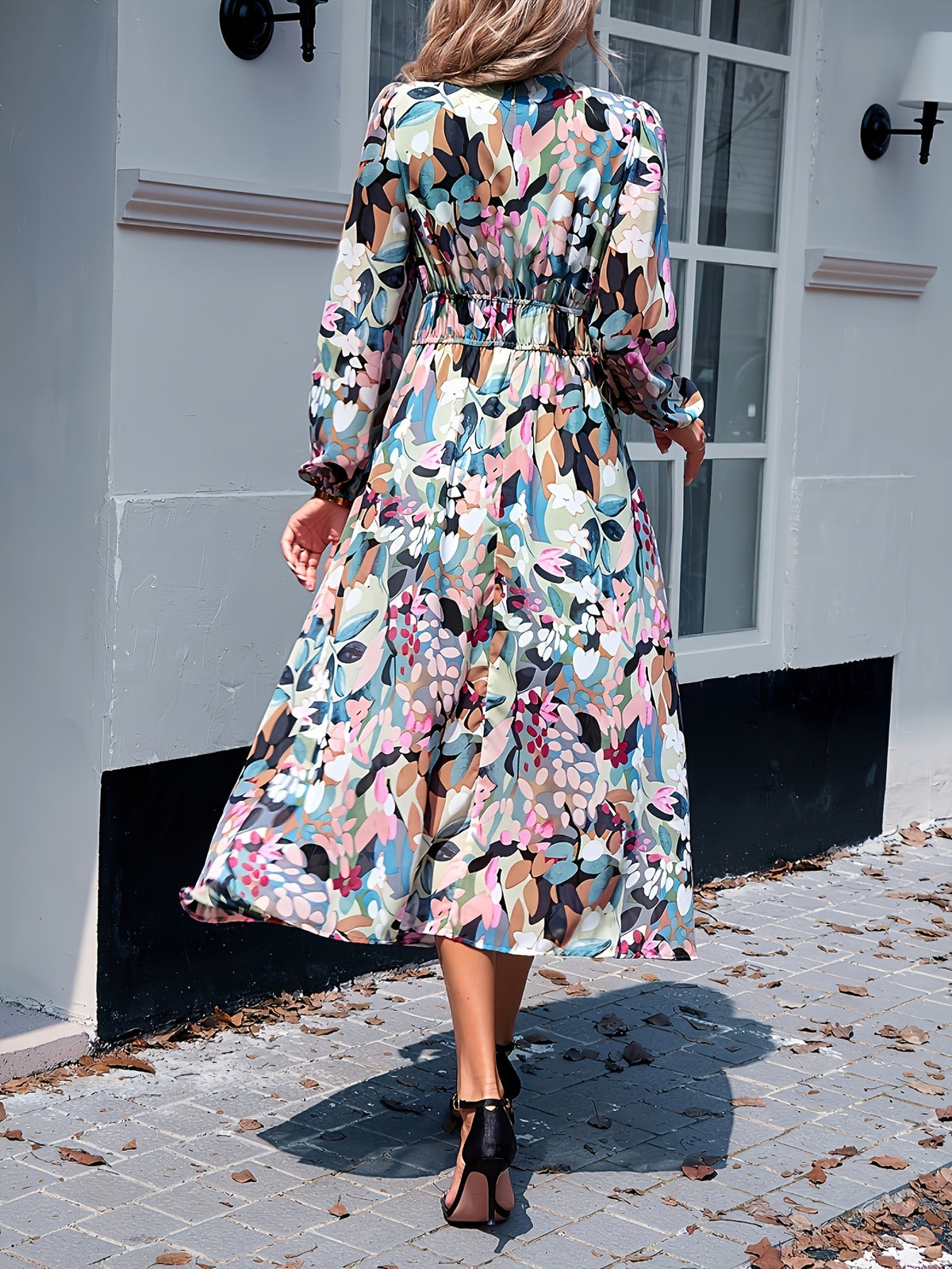 Floral Print Long Sleeve Midi Dress – photo 6