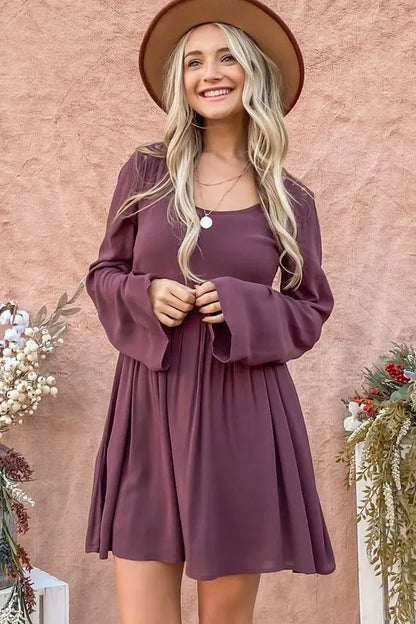 Elegant Lace Back Bell Sleeve Dress with Button-Down Detail — Livostyle