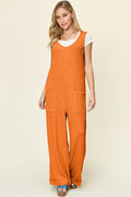 Texture Sleeveless Wide Leg Jumpsuit — Livostyle