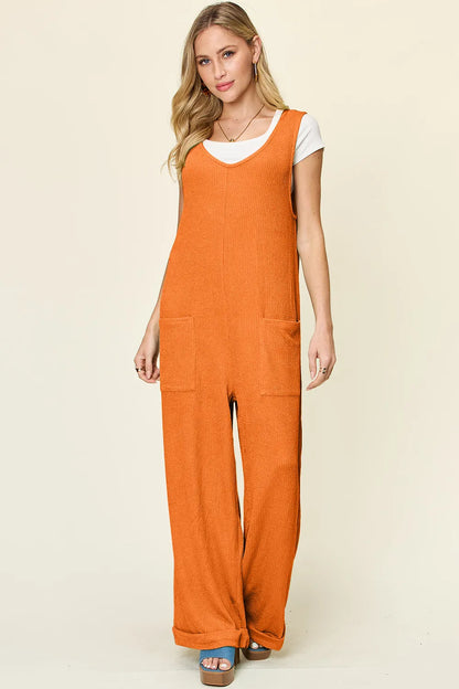 Texture Sleeveless Wide Leg Jumpsuit — Livostyle