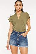 High Rise Frayed Hem Denim Shorts — Livostyle