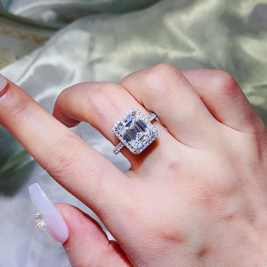 5 Carat Moissanite 925 Sterling Silver Ring — Square-Cut Halo — Livostyle