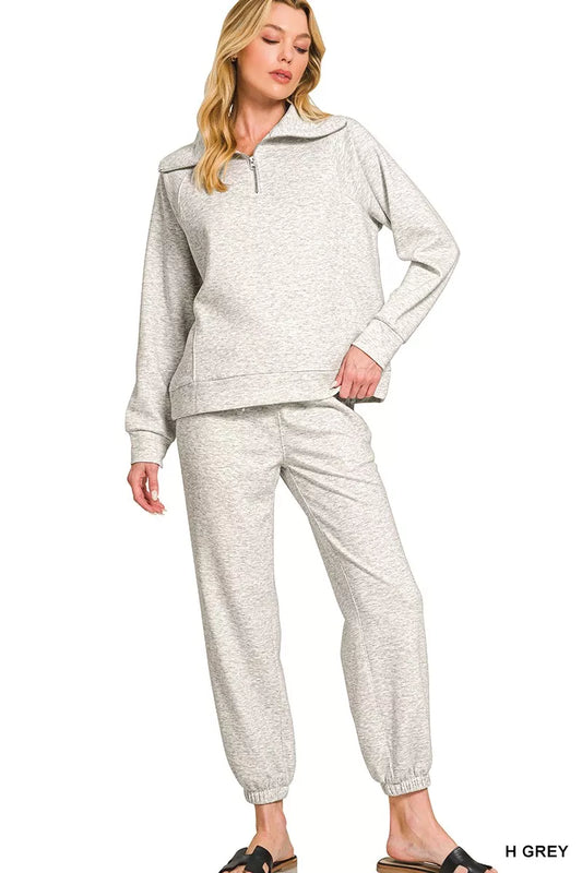 Scuba Half Zip Sweatshirts and Joggers Set in H GREY