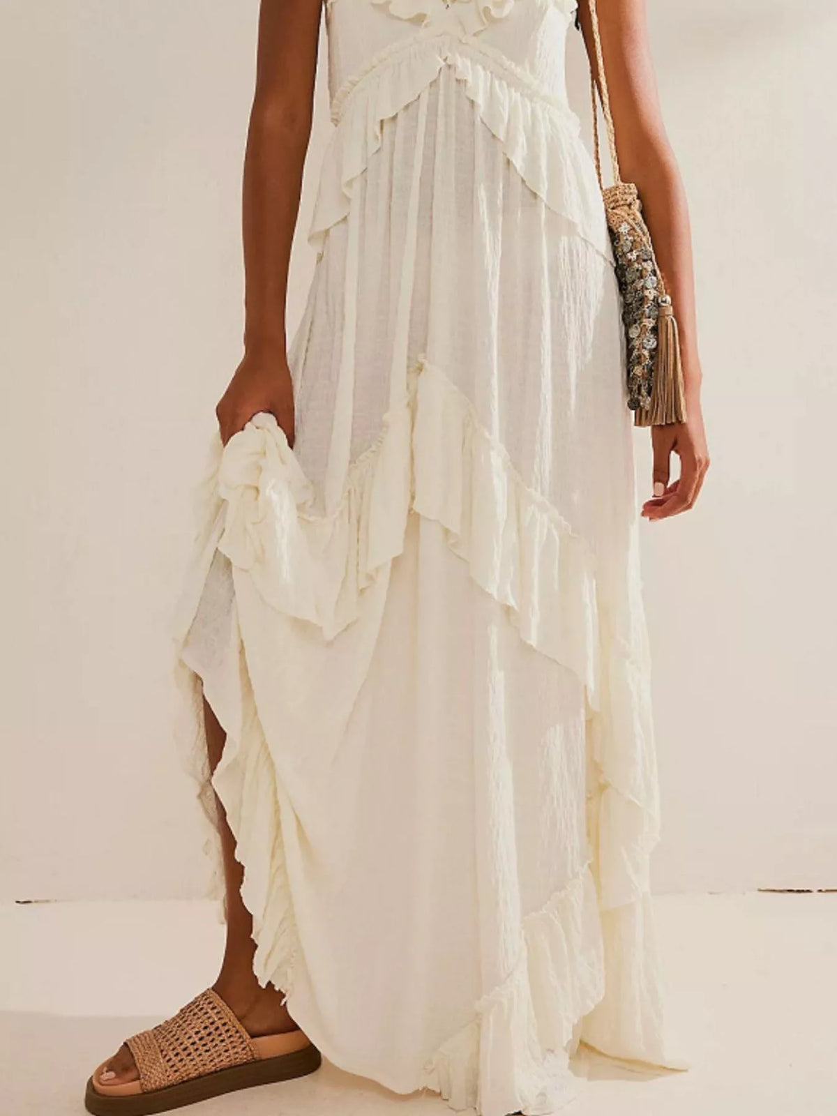 Ruffled Halter Neck Tie Maxi Dress – photo 7
