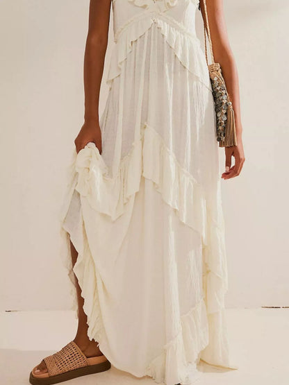 Ruffled Halter Neck Tie Maxi Dress – photo 7