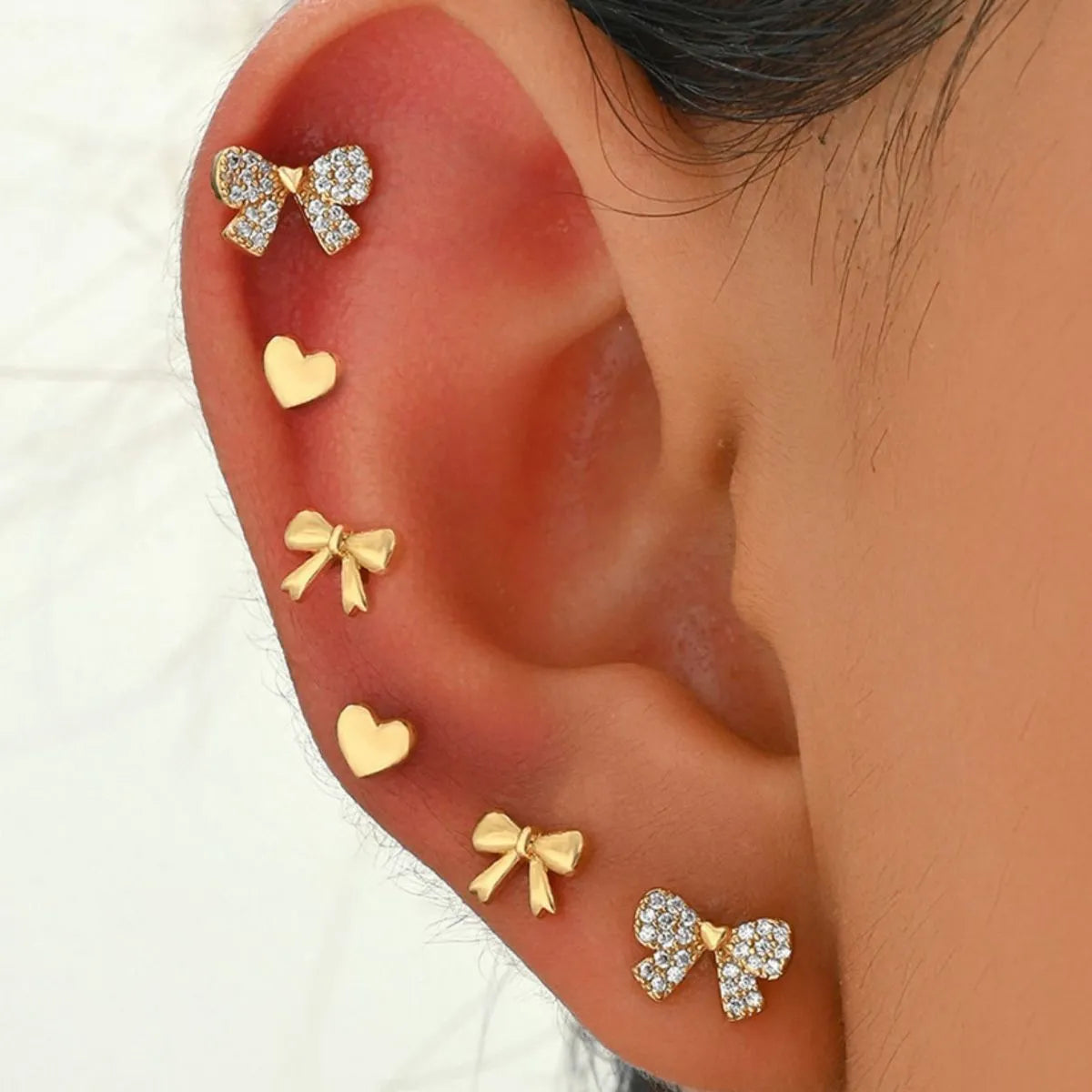 6 Piece Bow Heart Stud Earrings Set — Livostyle