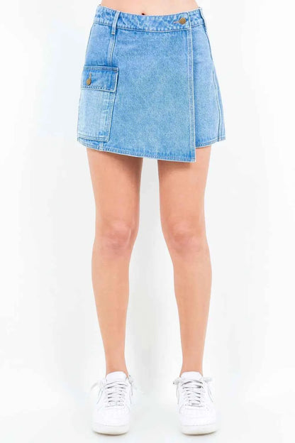 Cargo Pocket Denim Skort — Livostyle