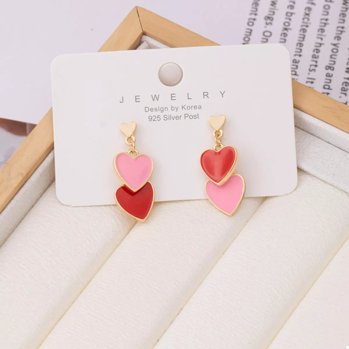Sweet Doubl Heart Drop Earrings — Livostyle