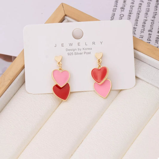 Sweet Doubl Heart Drop Earrings — Livostyle