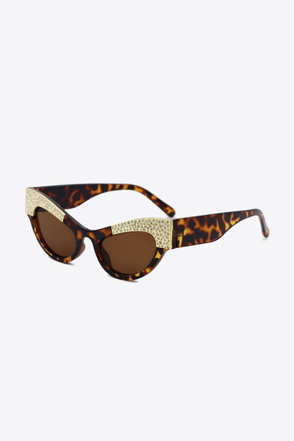 UV400 Rhinestone Trim Cat-Eye Sunglasses — Livostyle