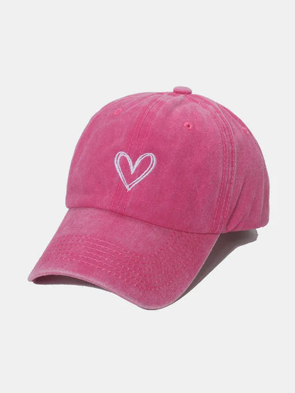 Embroidered Heart Washed Cotton Baseball Cap — Livostyle