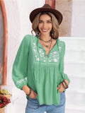 Elegant Floral Blouse with Tie Neck & Balloon Sleeves — Livostyle