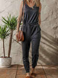 Tie Waist Sleeveless Jogger Jumpsuit — Livostyle