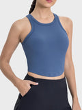 Round Neck Racerback Active Tank in Dusty Blue