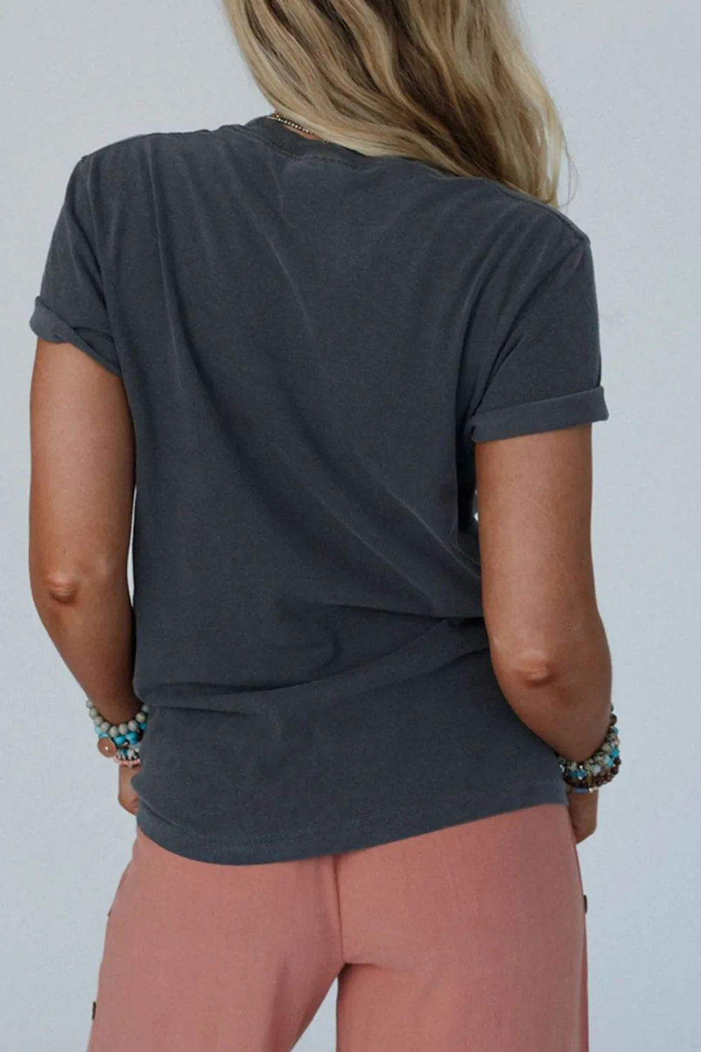RISE WITH THE SUN Graphic Round Neck Short Sleeve T-Shirt detail — Livostyle