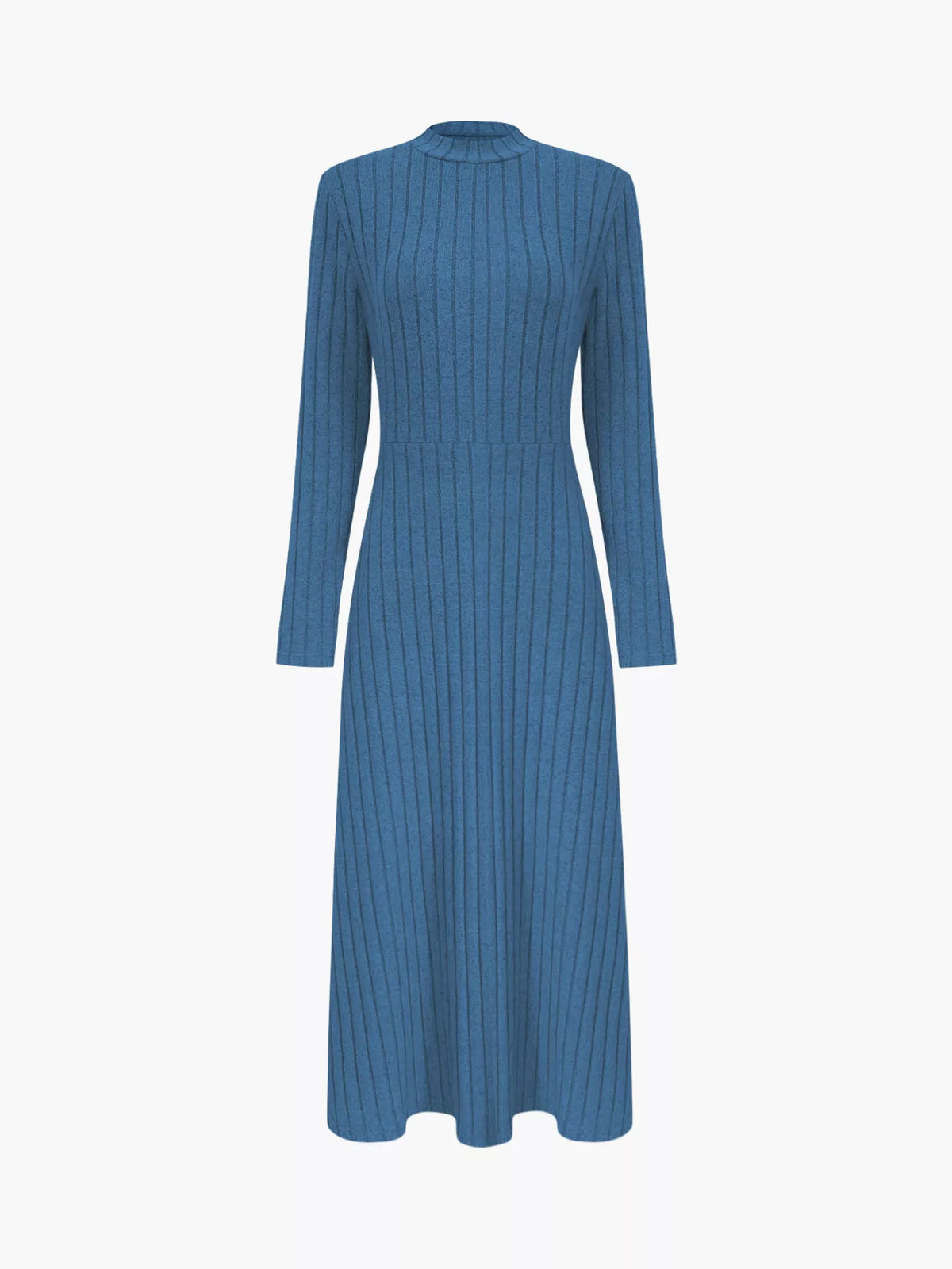 Basic Style Ribbed Knit Long Sleeve Midi Dress – photo 4
